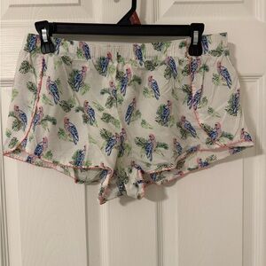 Victoria's Secret White Parrot Print Pajama Shorts. Size Medium